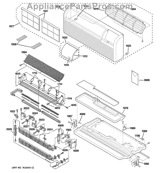 Parts for GE AZ41E12DABW1: Grille, Heater & Base Pan Parts