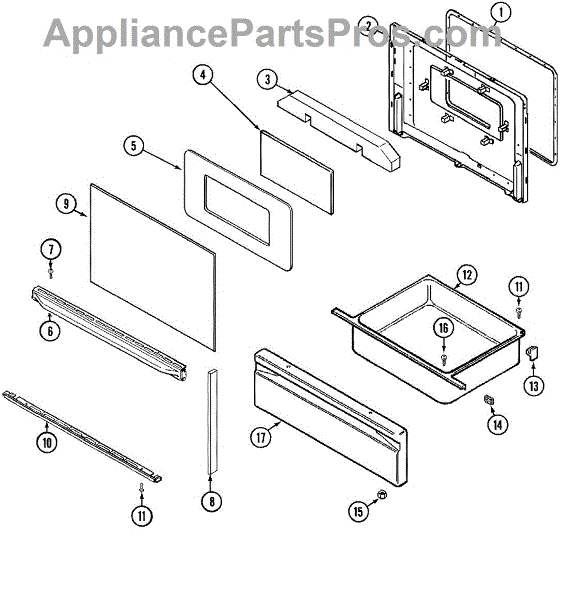 Parts for Magic Chef 3521XRW: Door / Drawer (series 45) Parts ...