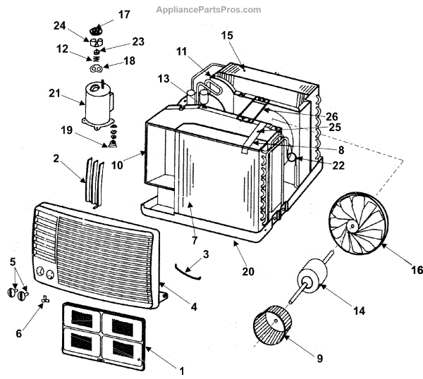 Parts for Samsung AW0519: Air Conditioner Chassis Assembly Parts ...