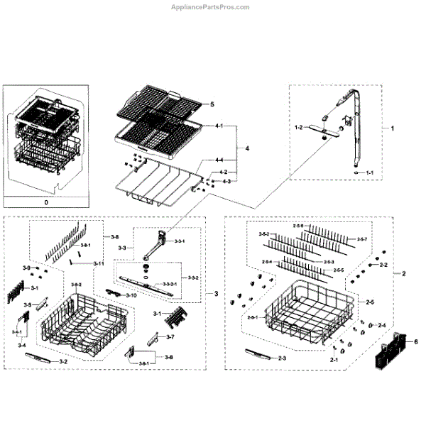 Parts for Samsung DW80H9930US/AA0000 Baskets Assy Parts