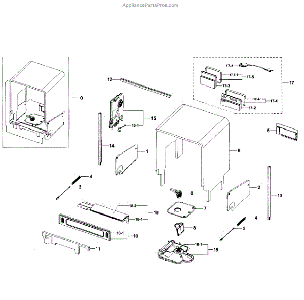 Parts for Samsung DW80H9930US/AA0000 Case Assy Parts