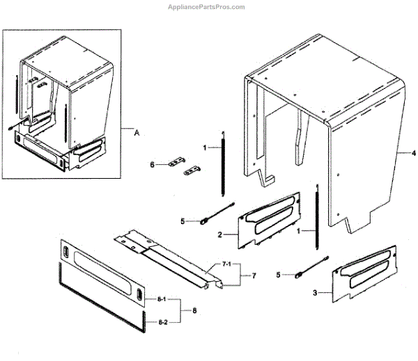 Parts for Samsung DW80F600UTS/AA0000 Case Assy Parts