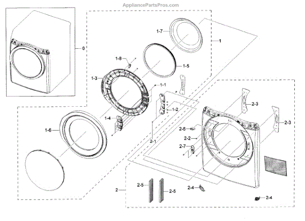 Parts for Samsung DV42H5000EW/A3-0000: Frame Front & Door Parts