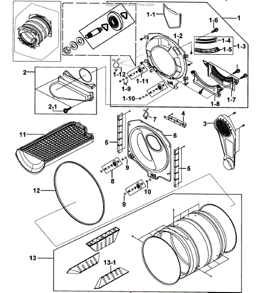 Parts for Samsung DV317AES/XAA-0000: Drum Assy Parts