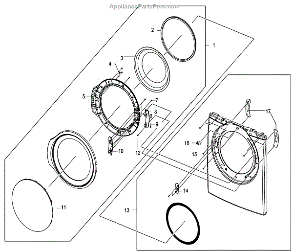 Parts for Samsung DV330AGW/XAA: Door Assy Parts - AppliancePartsPros.com