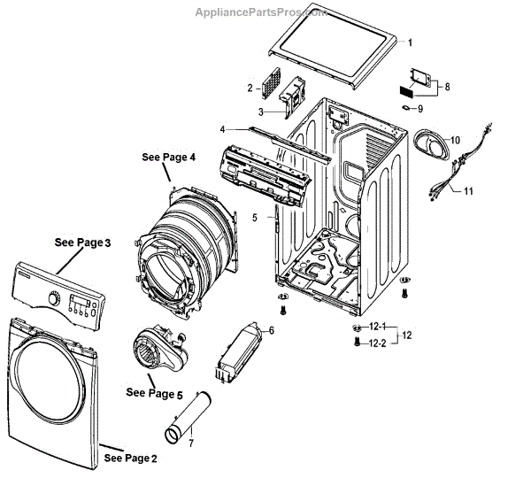 Parts for Samsung DV330AEW/XAA: Cabinet Parts - AppliancePartsPros.com