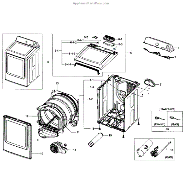 Parts for Samsung DV456GWHDWR/AA-0001: Main Assy Parts