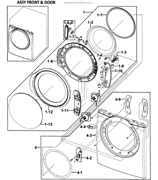 Parts for Samsung DV350AER/XAA-0000: Door Assy Parts