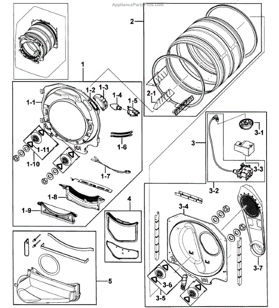 Parts for Samsung DV331AGW/XAA-0000: Drum Assy Parts