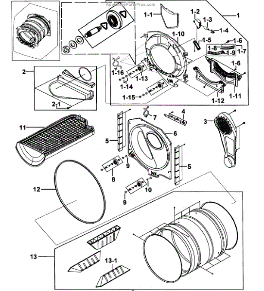 Parts for Samsung DV316LEW/XAA-0000: Drum Assy Parts