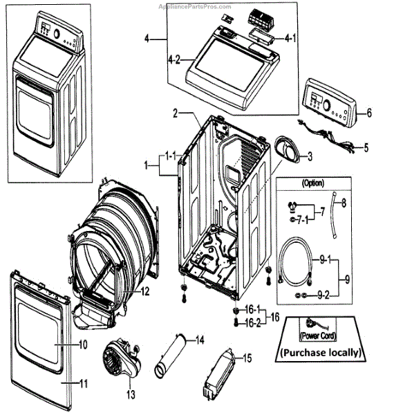 Parts For Samsung Dv5471aew Xaa: Main Assy Parts - Appliancepartspros.com