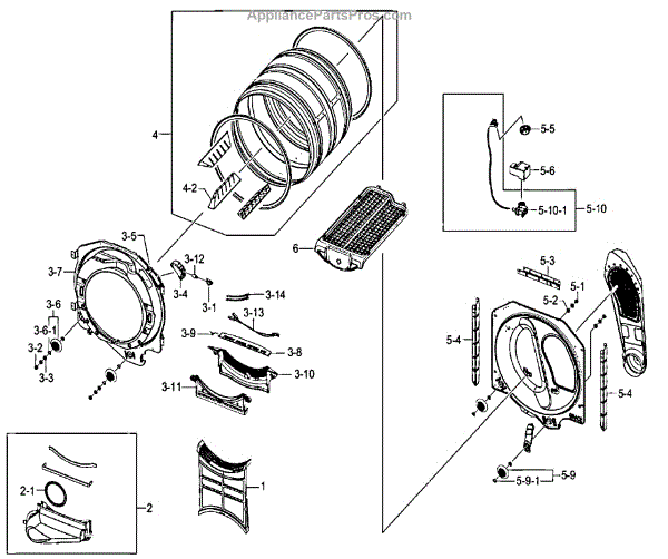 Parts for Samsung DV520AEW/XAA: Residential Dryer Drum Parts ...