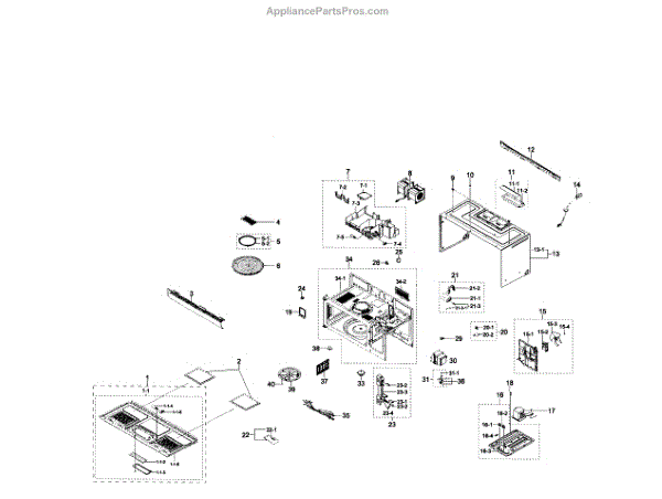 Parts For Samsung Me16h702ses Aa-0000: Main Assy Parts 