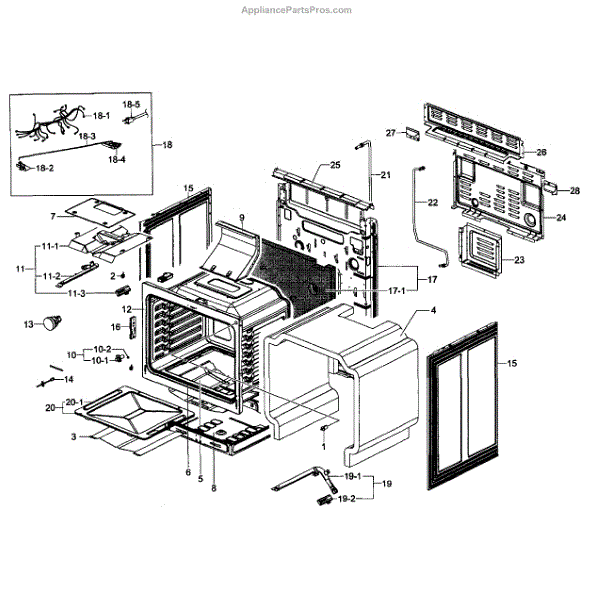 Parts for Samsung NX58F5500SS/AA0000 Gas Range Cavity Assy Parts