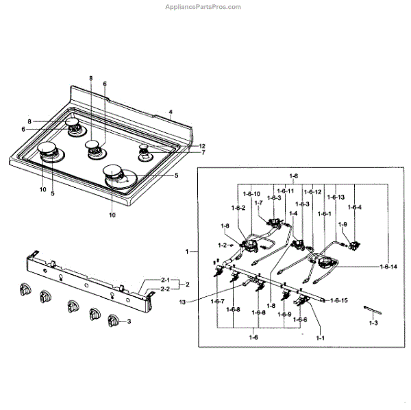 Parts for Samsung NX58F5300SS/AA0000 Gas Range Cooktop Parts