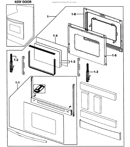 Parts for Samsung FER300SX/XAA0000 Electric Range Door Assy Parts