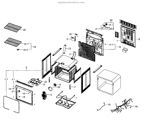 Parts for Samsung NE594R0ABBB/AA0001 Electric Range Main Assy Parts