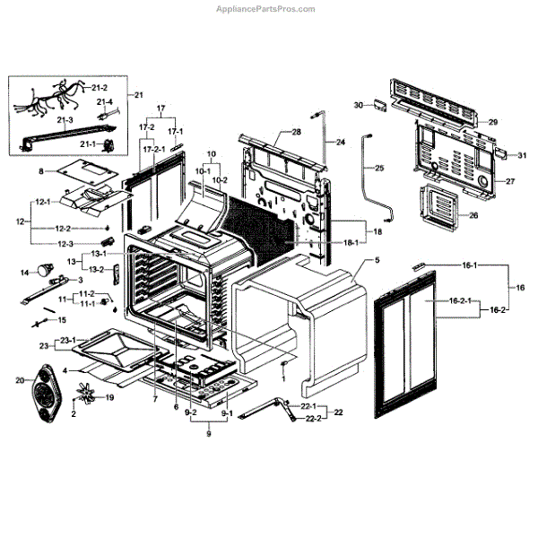 Parts for Samsung FX510BGS/XAA-0001: Gas Range Cavity Assy Parts ...