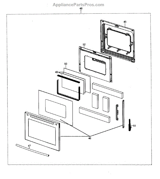 Parts for Samsung FE710DRS/XAA0001 Electric Range Door Assy Parts