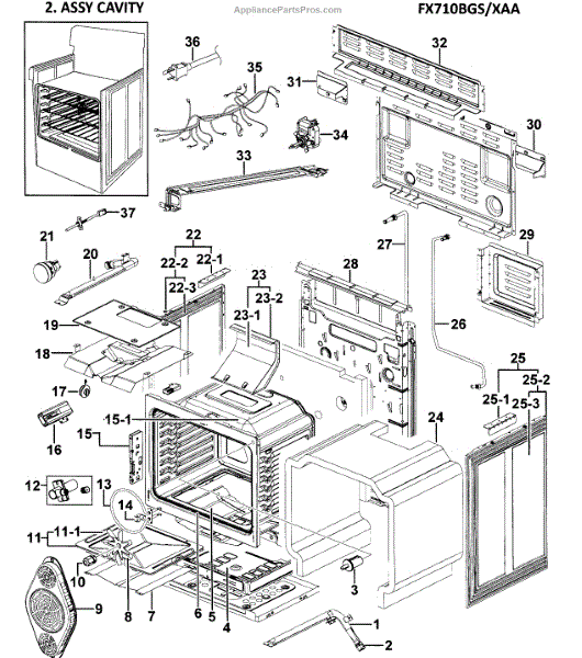 Parts for Samsung FX710BGS/XAA0000 Gas Range Cavity Parts