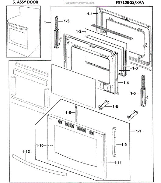 Parts for Samsung FX710BGS/XAA0000 Gas Range Door Parts