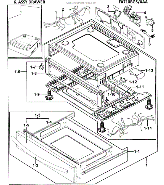 Parts for Samsung FX710BGS/XAA0000 Gas Range Drawer Parts