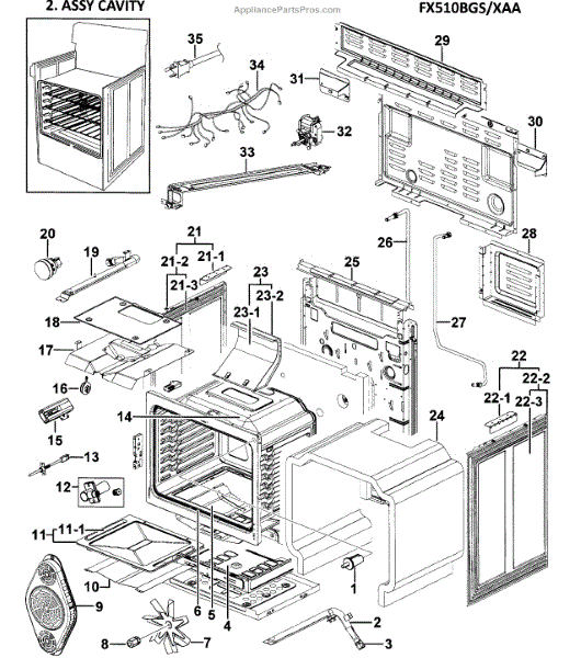 Parts for Samsung FX510BGS/XAA0000 Gas Range Cavity Parts