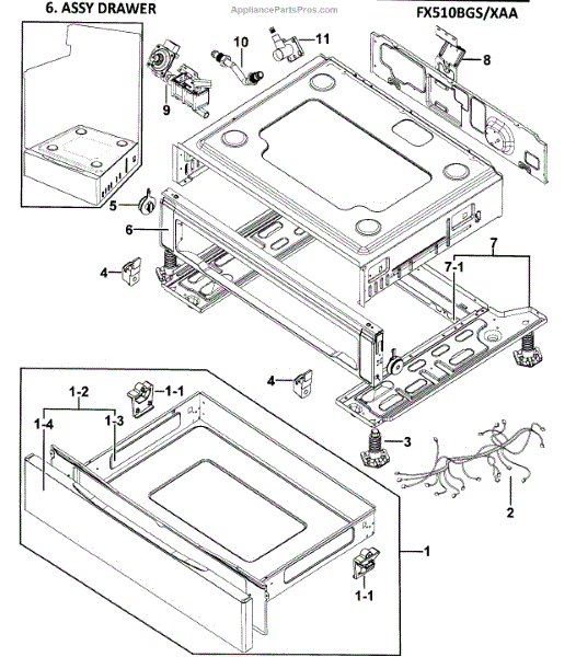 Parts for Samsung FX510BGS/XAA0000 Gas Range Drawer Parts
