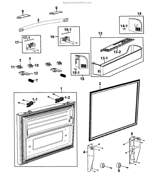 Parts for Samsung RF266AEPN/XAA-0000: Freezer Door Parts
