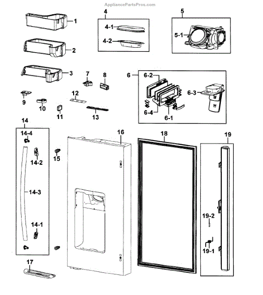 Parts for Samsung RF4289HARS/XAA-0001: Door Left Parts
