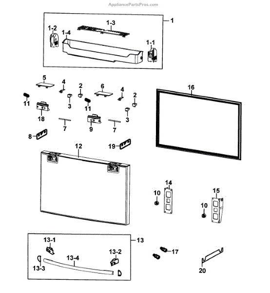 Parts for Samsung RF4287HARS/XAA0001 Freezer Door Parts
