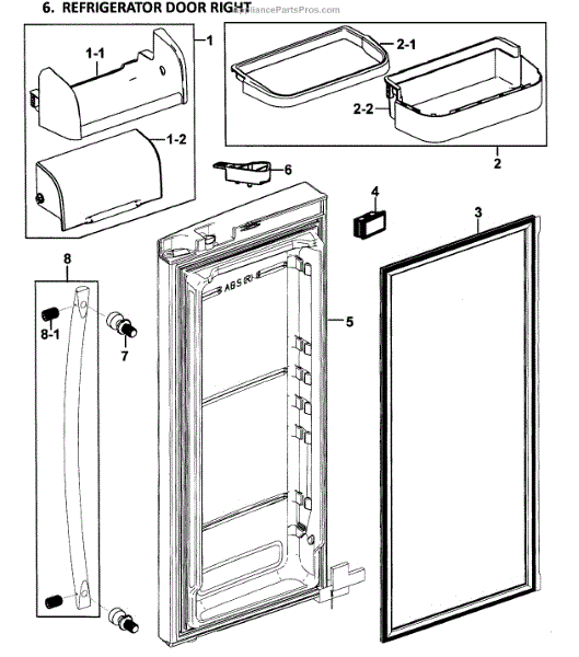 Parts for Samsung RF268ABBP/XAA0000 Right Door Parts