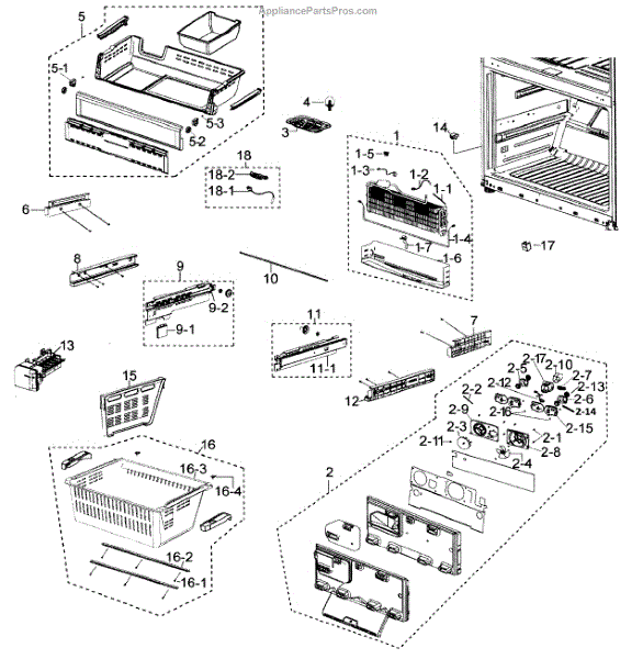Parts for Samsung RF268ACRS/XAA Freezer Assy Parts