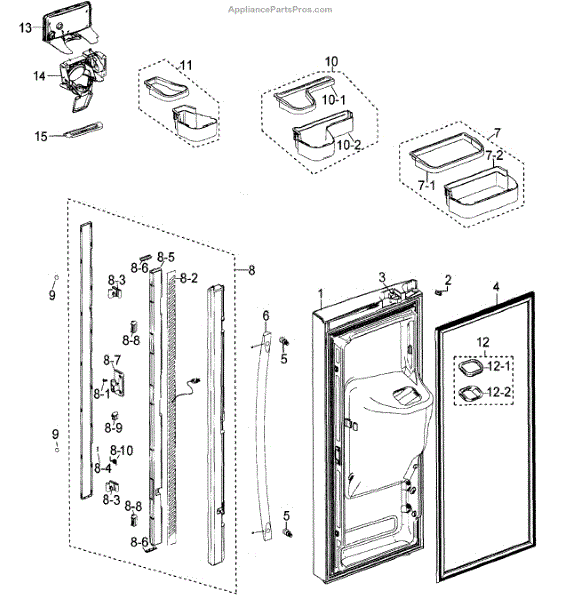 Parts for Samsung RF268ACRS/XAA Left Door Parts