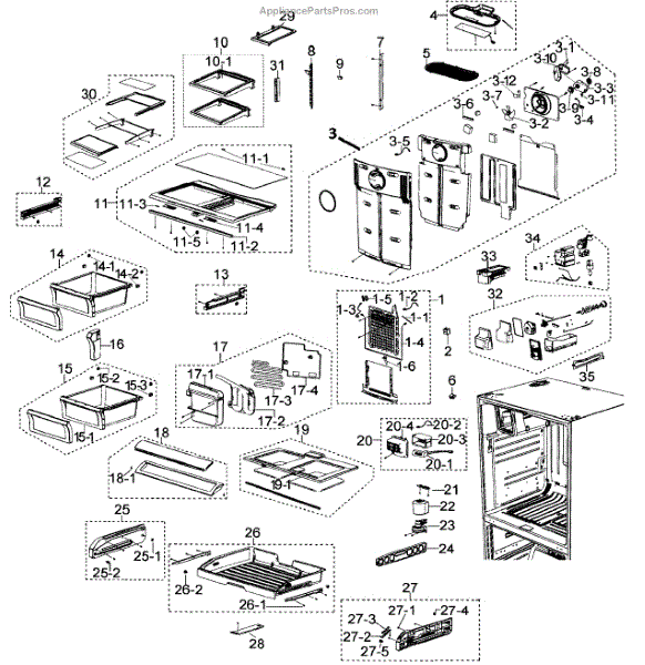 Parts for Samsung RF268ACRS/XAA Refrigerator Parts