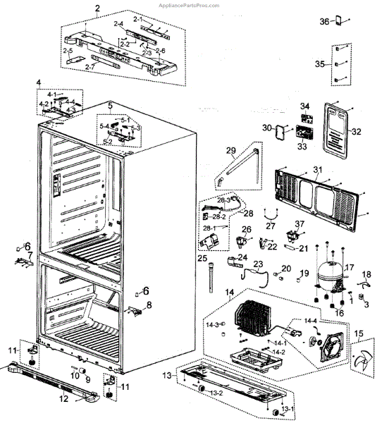 Parts for Samsung RF263AEWP/XAA: Cabinet Parts - AppliancePartsPros.com