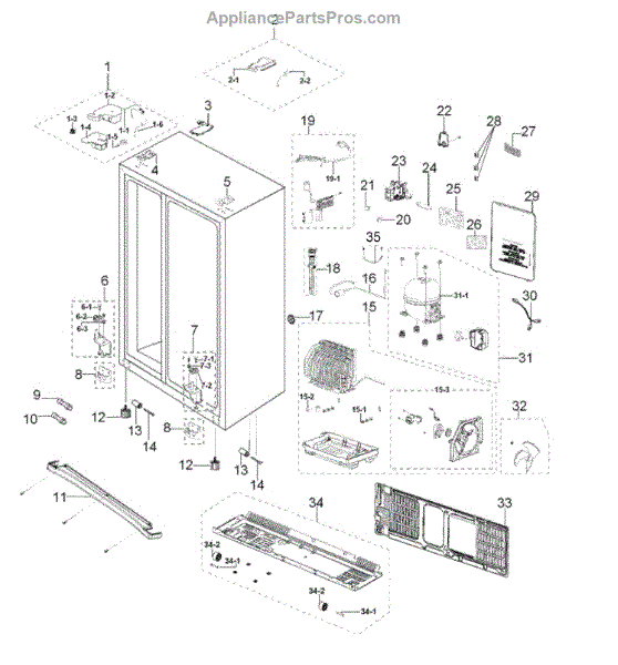 Parts for Samsung RS265TDRS/XAA: Cabinet Assy Parts ...