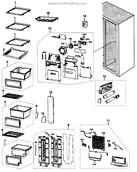 Parts for Samsung RS265TDRS/XAA: Refrigerator Parts ...