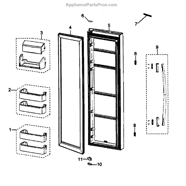 Parts for Samsung RS265TDRS/XAA: Right Door Parts - AppliancePartsPros.com