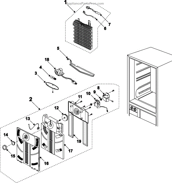 Parts for Samsung RB1944SL/XAA Refrigeration Refrigerator Compartment