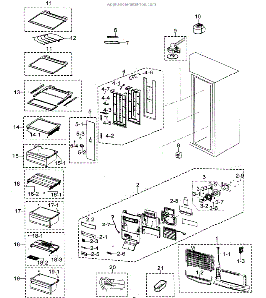 Parts for Samsung RSG257AABP/XAA: Refrigerator Parts ...