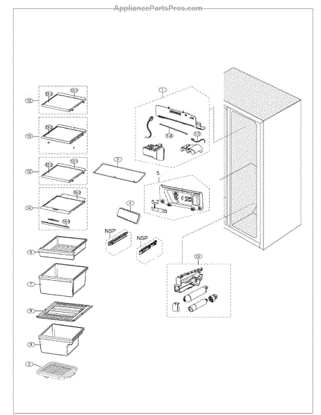 Parts for Samsung RS261MDWP/XAA: Refrigerator Parts
