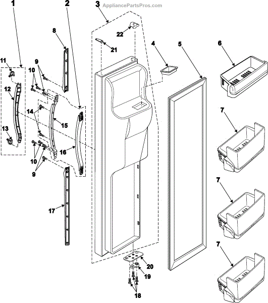 Parts for Samsung RS2544SL/XAA Refrigeration Freezer Door Parts