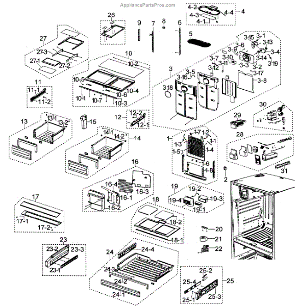 Parts for Samsung RFG297AABP/XAA Refrigerator Parts