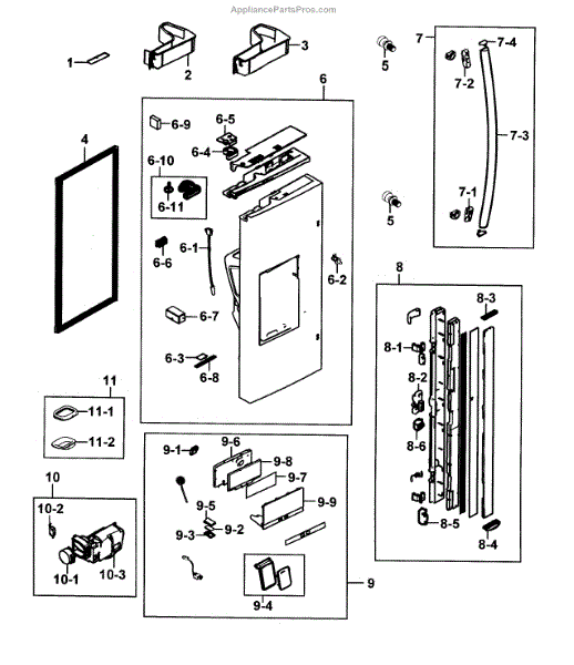 Parts for Samsung RF28HMEDBBC/AA-0000: Refrigerator Door L Parts