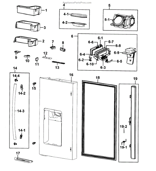 Parts for Samsung RF4287HARS/XAA0000 Refrigerator Door L Parts