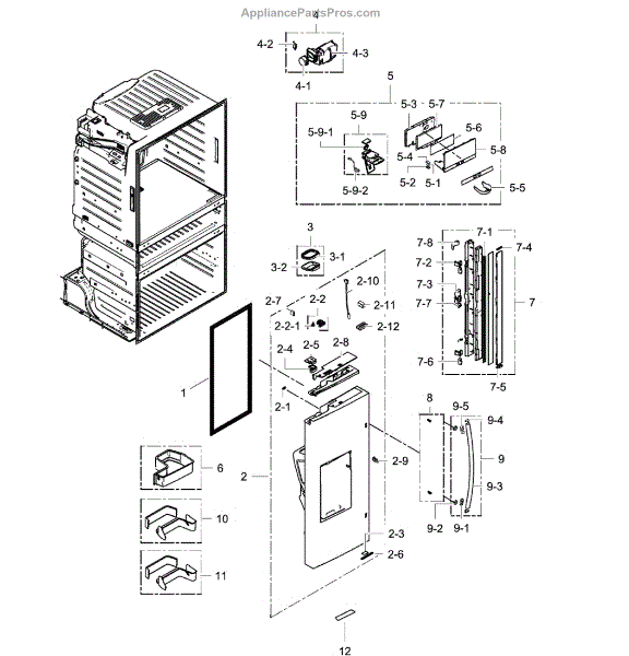 Parts for Samsung RF28HMEDBSR/AA-0000: Fridge Door L Parts ...