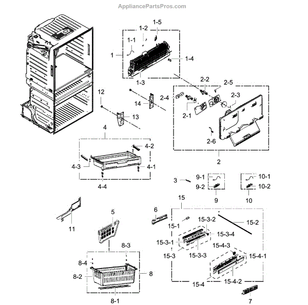 Parts for Samsung RF25HMEDBSR/AA0000 Freezer Assy Parts