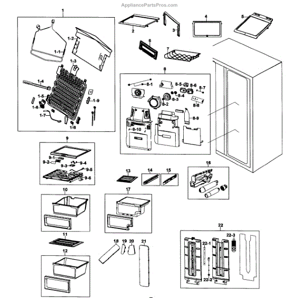 Parts for Samsung RS267TDBP/XAA-0000: Refrigerator Parts