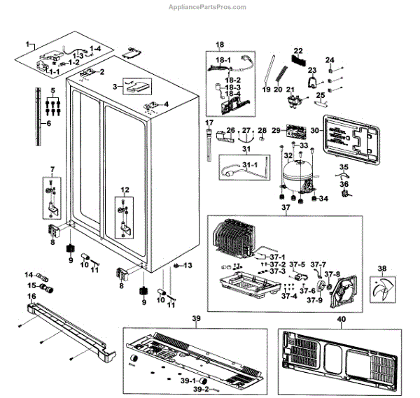 Parts for Samsung RS267TDRS/XAA-0000: Cabinet Assy Parts ...